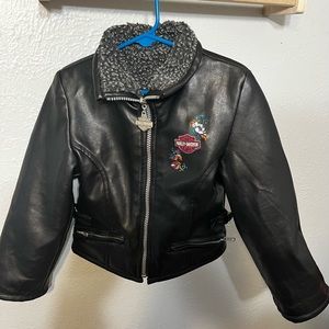 Girls Floral Harley-Davidson Fleece Sherpa Leather Jacket in Size 4T